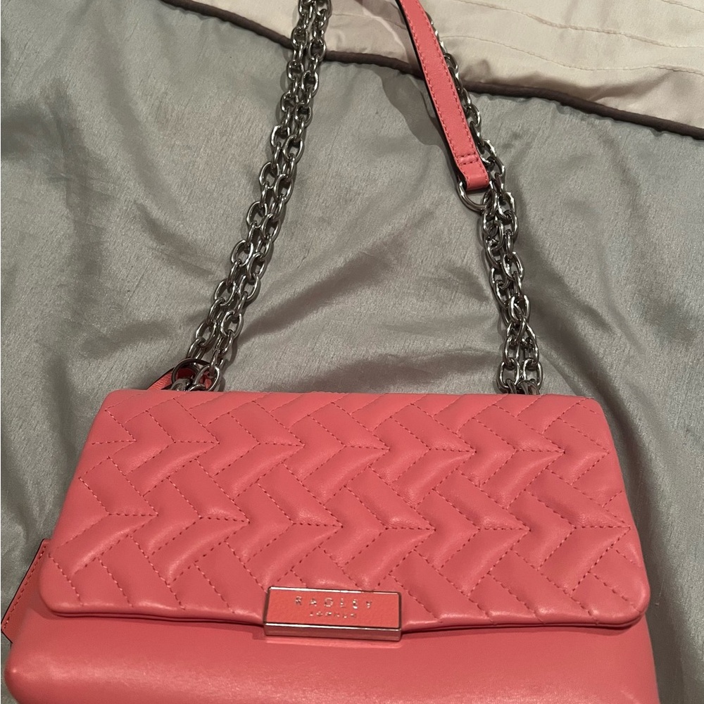 Radley Pink/Coral Crossbody Bag with Chain Strap